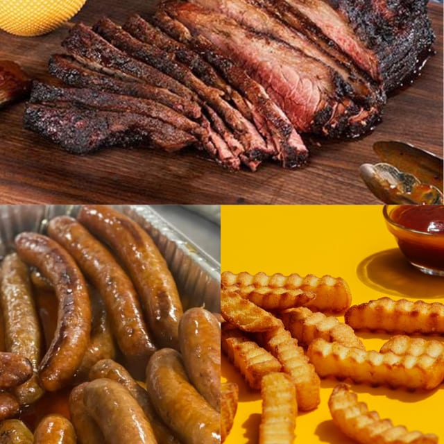 Brisket, Hot Turkey Link & Fries Combo.