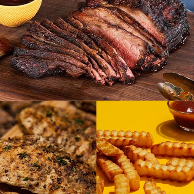 Brisket, Chicken & Fries Combo.