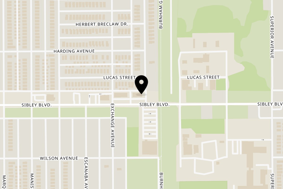 Map showing the location of Bill's Grill Smokehouse on 1050 Sibley Blvd in Calumet City